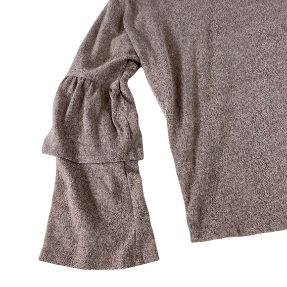 Altar'd State Womens Grey/pink Sweater Soft - Size M Double Ruffle Long Sleeves. - Picture 7 of 13